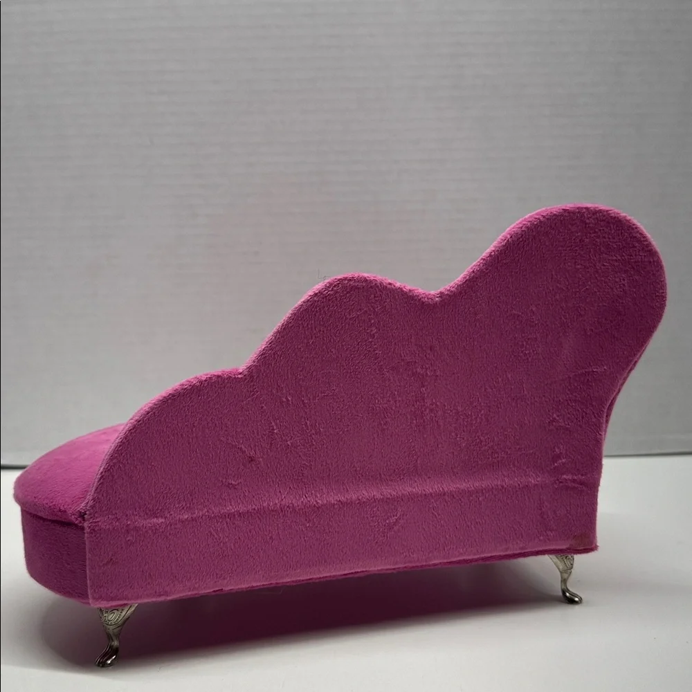 Couch Chaise Lounge Miniature Velvet Jewelry Organize Box Storage Case Mini Pink